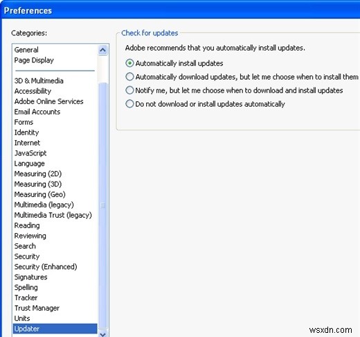 Adobe Reader DC 자동 업데이트 비활성화하는 방법 총정리