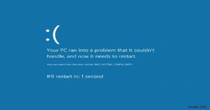 Windows 10 BAD SYSTEM CONFIG INFO 블루스크린 오류 해결 방법
