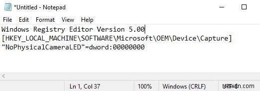 Windows 10에서 웹캠 켜기/끄기 OSD 알림 활성화하는 방법