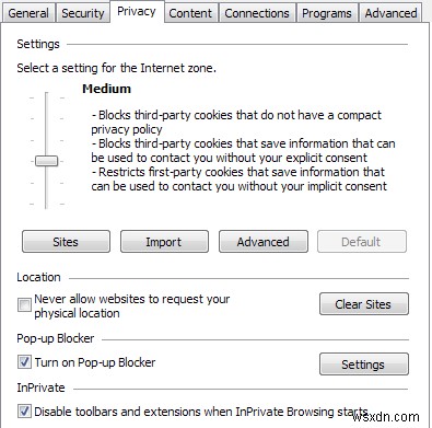 Internet Explorer(인터넷 익스플로러)에서 쿠키 활성화하는 방법