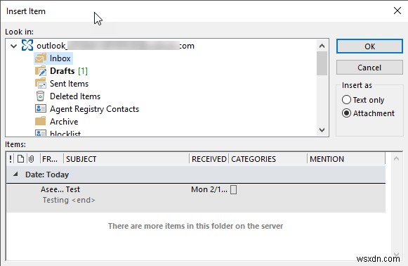 아웃룩(Outlook)에서 다른 항목(이메일·연락처·작업·일정)을 메일에 첨부하는 방법