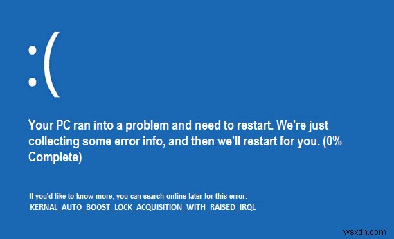 Windows 10 커널 자동 부스트 잠금 획득(Kernel Auto Boost Lock Acquisition) BSOD 오류 해결 방법