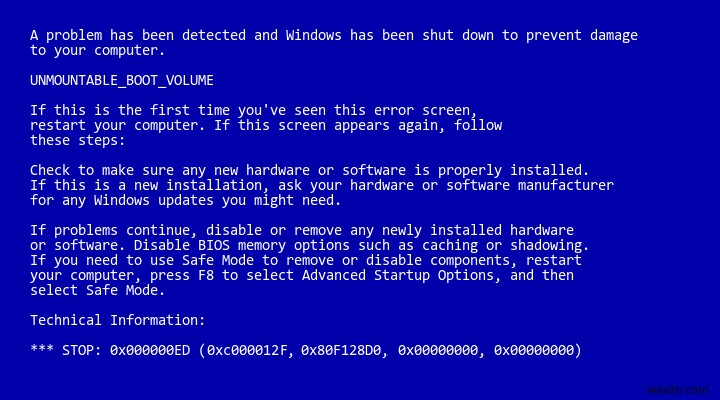 마운트할 수 없는 부팅 볼륨(UNMOUNTABLE_BOOT_VOLUME) 오류 0x000000ED 완벽 해결 가이드