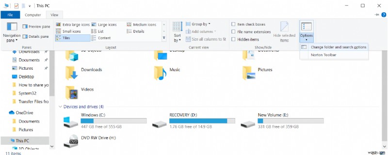 Windows 10에서 폴더 병합 충돌 경고 표시 또는 숨기는 방법