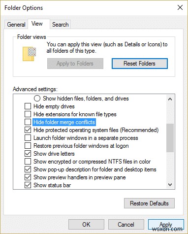 Windows 10에서 폴더 병합 충돌 경고 표시 또는 숨기는 방법