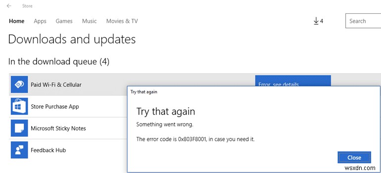 Windows 스토어 오류 코드 0x803F8001 해결 방법 총정리