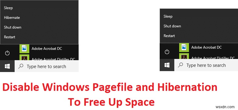 디스크 공간 확보를 위해 Windows 페이지 파일 및 최대 절전 모드 비활성화하는 방법