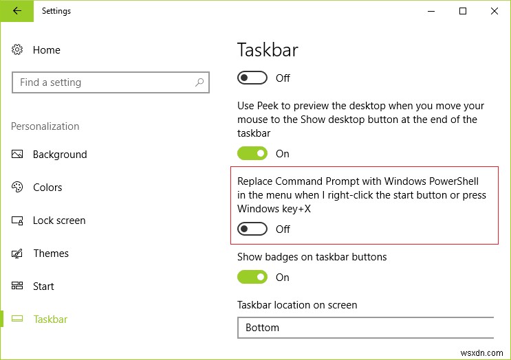 Windows 10 시작 메뉴에서 PowerShell 대신 명령 프롬프트 사용하는 방법