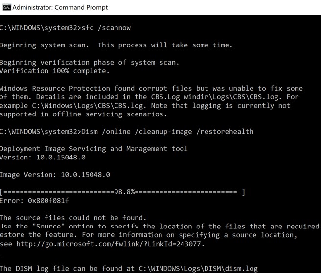 Windows 10에서 DISM 오류 0x800f081f 해결하는 완벽 가이드