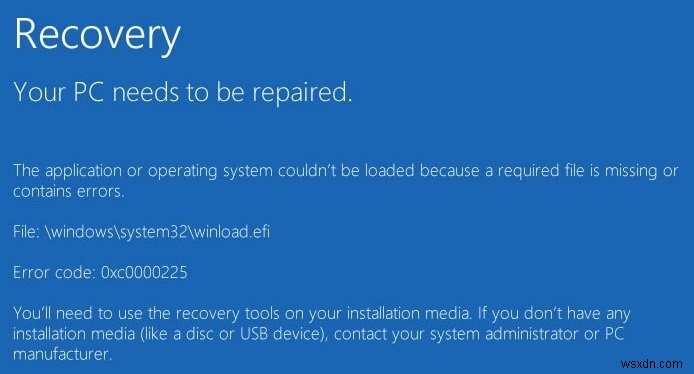 winload.efi 누락 또는 손상 오류(0xc0000225) 완벽 해결 가이드