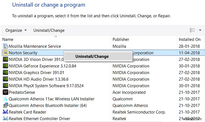 Windows 10에서 노턴(Norton) 완전히 제거하는 방법