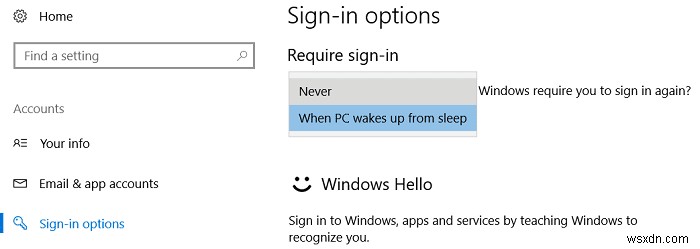 Windows 10에서 절전 모드 해제 후 암호 입력 요구 비활성화하는 방법