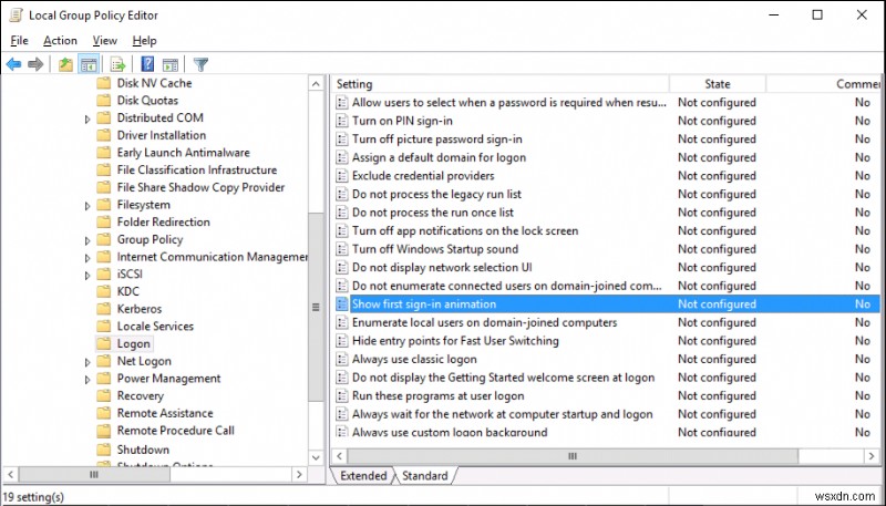 Windows 10에서 사용자 첫 로그인 애니메이션 활성화 또는 비활성화하는 방법