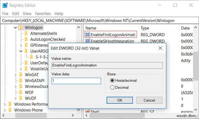 Windows 10에서 사용자 첫 로그인 애니메이션 활성화 또는 비활성화하는 방법