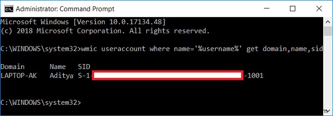 Windows 10에서 사용자 계정의 보안 식별자(SID) 확인하는 방법