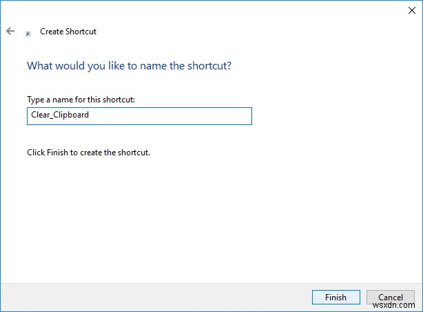 Windows 10에서 클립보드를 한 번에 비우는 바로 가기 만드는 방법
