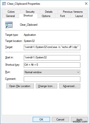 Windows 10에서 클립보드를 한 번에 비우는 바로 가기 만드는 방법