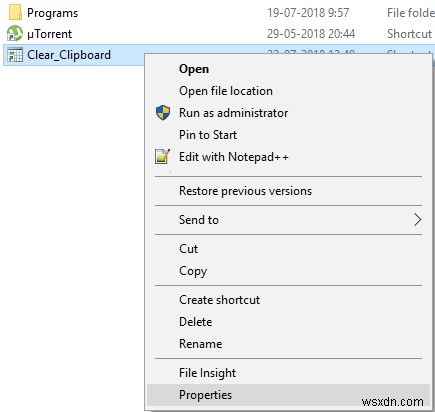 Windows 10에서 클립보드를 한 번에 비우는 바로 가기 만드는 방법