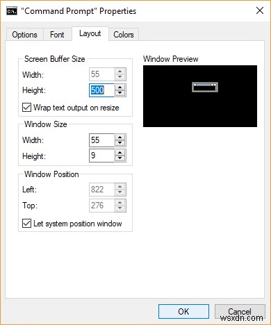 Windows 10 명령 프롬프트 화면 버퍼 크기 및 투명도 변경 방법