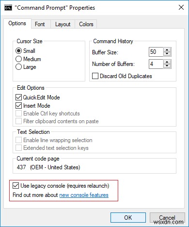 Windows 10에서 명령 프롬프트 및 PowerShell 레거시 콘솔 활성화 또는 비활성화하는 방법