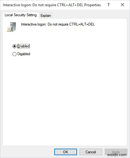 Windows 10에서 보안 로그인(Ctrl+Alt+Delete) 활성화 및 비활성화하는 방법