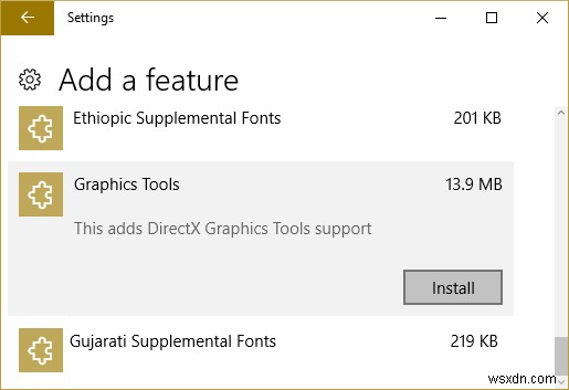 Windows 10에서 그래픽 도구(Graphics Tools) 설치 및 제거하는 방법