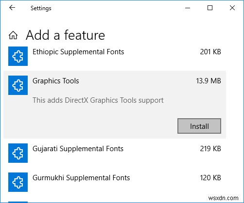 Windows 10에서 그래픽 도구(Graphics Tools) 설치 및 제거하는 방법