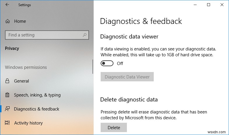 Windows 10에서 진단 데이터 뷰어 활성화 또는 비활성화하는 방법