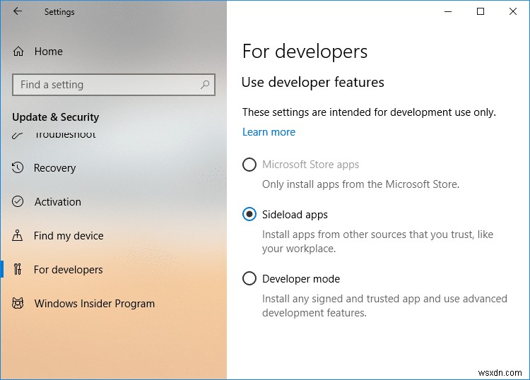 Windows 10에서 개발자 모드 활성화 및 비활성화하는 방법 총정리