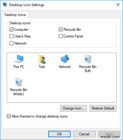 Windows 10 테마가 바탕 화면 아이콘을 변경하도록 허용 또는 방지하는 방법