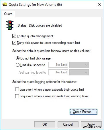 Windows 10에서 디스크 할당량 제한 및 경고 수준 설정하는 방법
