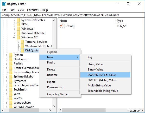 Windows 10에서 디스크 할당량 제한 및 경고 수준 설정하는 방법