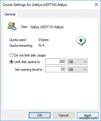 Windows 10에서 디스크 할당량 제한 및 경고 수준 설정하는 방법