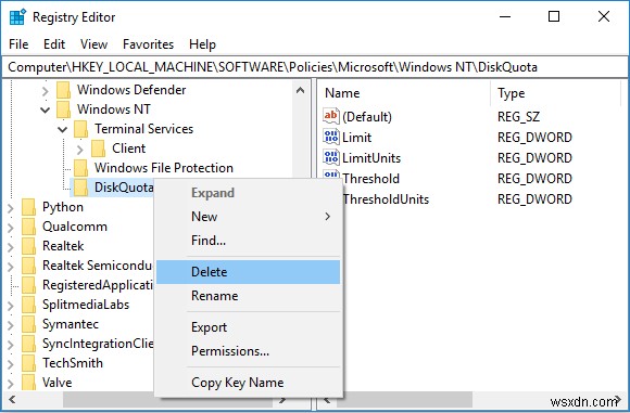 Windows 10에서 디스크 할당량 제한 및 경고 수준 설정하는 방법