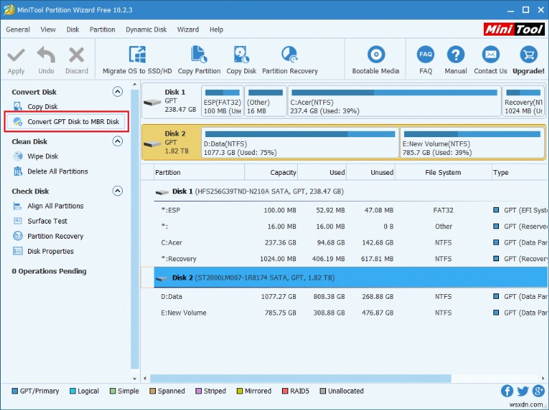 Windows 10에서 데이터 손실 없이 MBR을 GPT 디스크로 변환하는 완벽 가이드