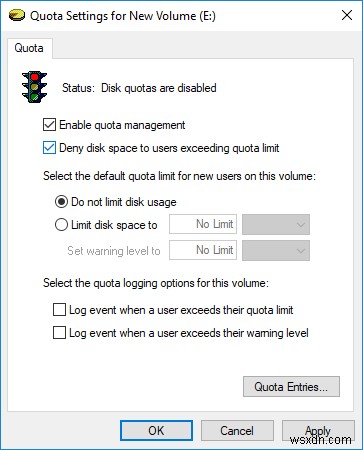 Windows 10에서 디스크 할당량 제한 적용(Enforce Disk Quota Limits) 활성화 또는 비활성화하는 방법