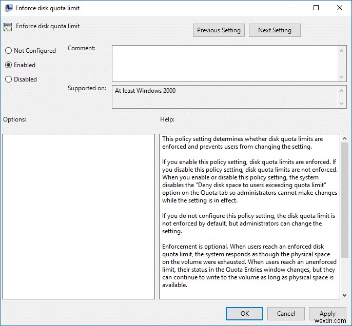 Windows 10에서 디스크 할당량 제한 적용(Enforce Disk Quota Limits) 활성화 또는 비활성화하는 방법