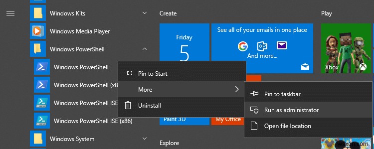 Windows 10에서 관리자 권한 PowerShell을 여는 7가지 방법