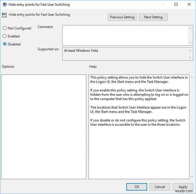Windows 10에서 빠른 사용자 전환(Fast User Switching) 활성화 및 비활성화하는 방법