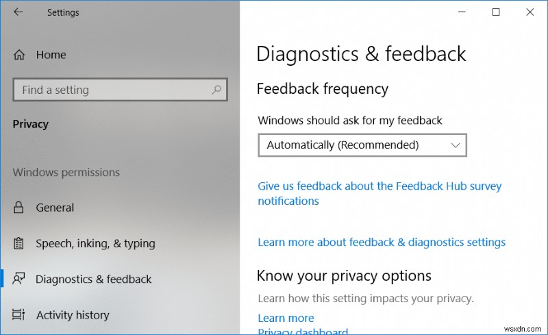 Windows 10에서 피드백 빈도를 변경하고 알림을 비활성화하는 방법