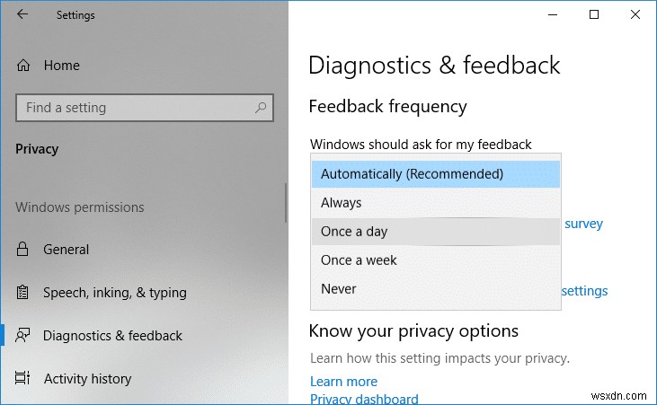 Windows 10에서 피드백 빈도를 변경하고 알림을 비활성화하는 방법