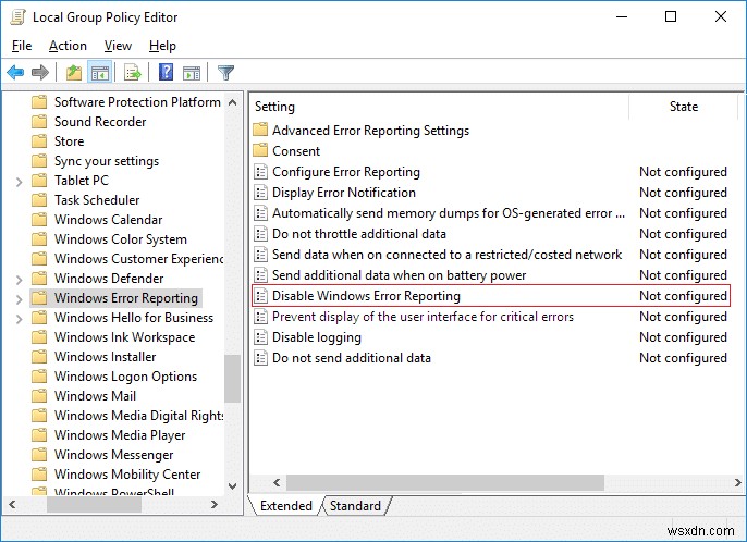 Windows 10에서 Windows 오류 보고 기능 활성화 또는 비활성화하는 방법