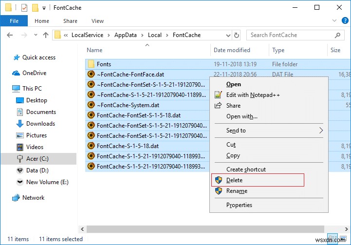 Windows 10에서 글꼴 캐시 재구축하는 완벽 가이드