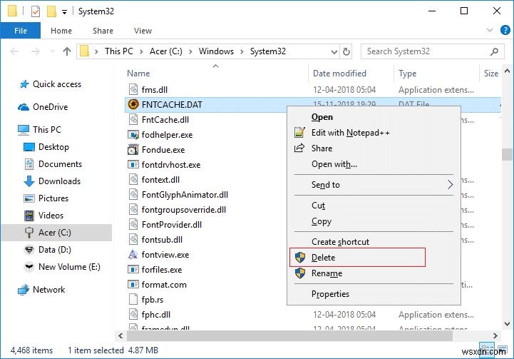 Windows 10에서 글꼴 캐시 재구축하는 완벽 가이드