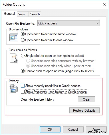 Windows 10에서 최근 항목 및 자주 사용하는 폴더 기록 끄는 방법