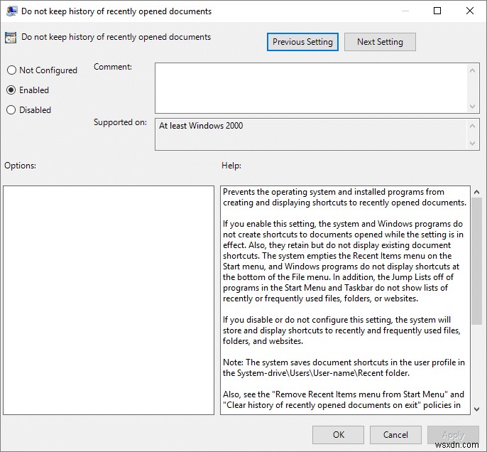 Windows 10에서 최근 항목 및 자주 사용하는 폴더 기록 끄는 방법