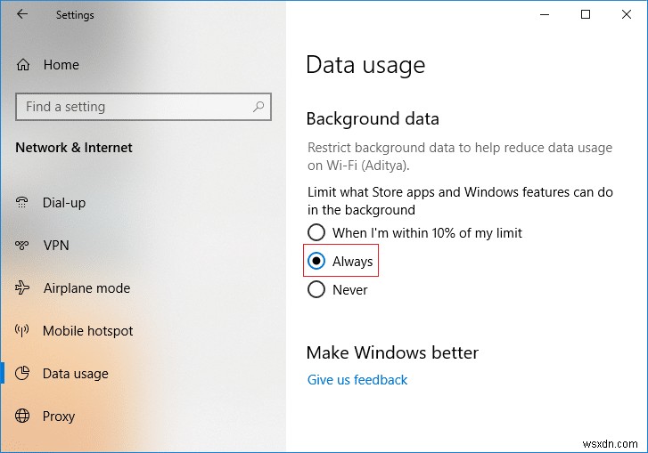 Windows 10에서 Wi-Fi 및 이더넷 데이터 제한 설정하는 방법