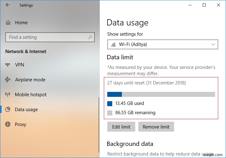 Windows 10에서 Wi-Fi 및 이더넷 데이터 제한 설정하는 방법