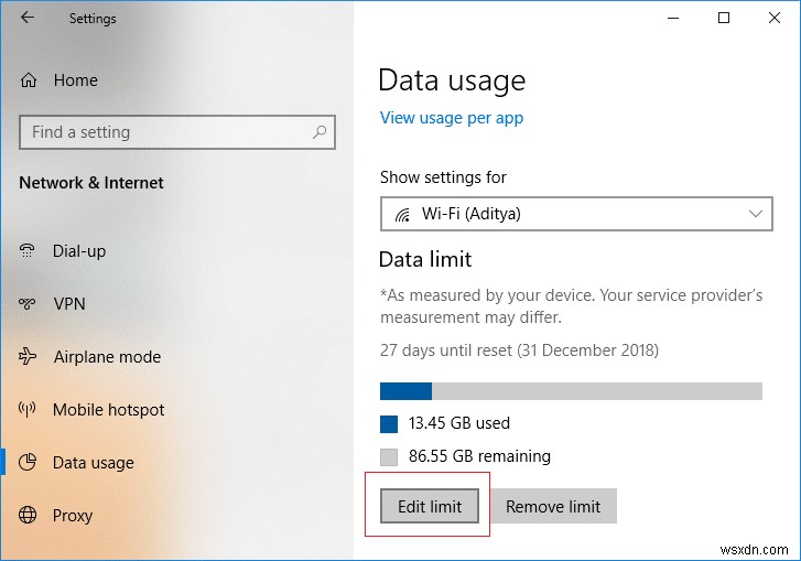Windows 10에서 Wi-Fi 및 이더넷 데이터 제한 설정하는 방법