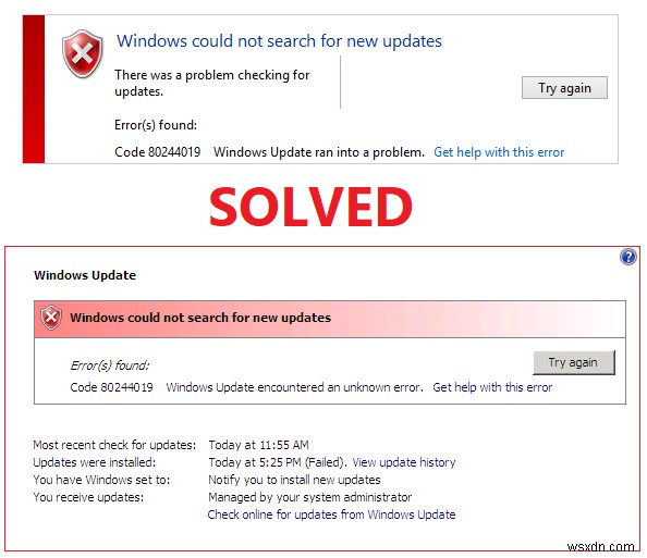 Windows 업데이트 오류 80244019 해결 방법 (5가지 솔루션)